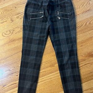 PAIGE Black and Gray Moto Plaid Pants
